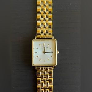 rosefield XS face boxy white gold tank watch